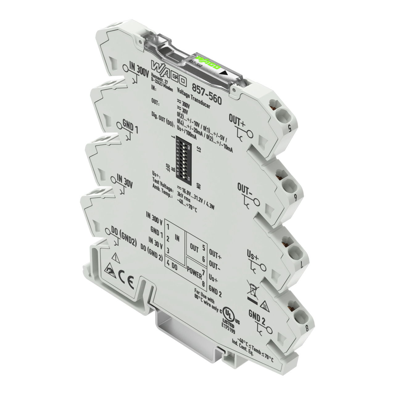Voltage signal conditioner Voltage input signal Current and voltage output signal