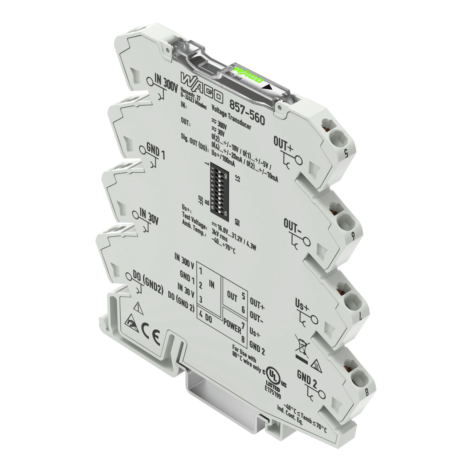 Voltage signal conditioner Voltage input signal Current and voltage output signal