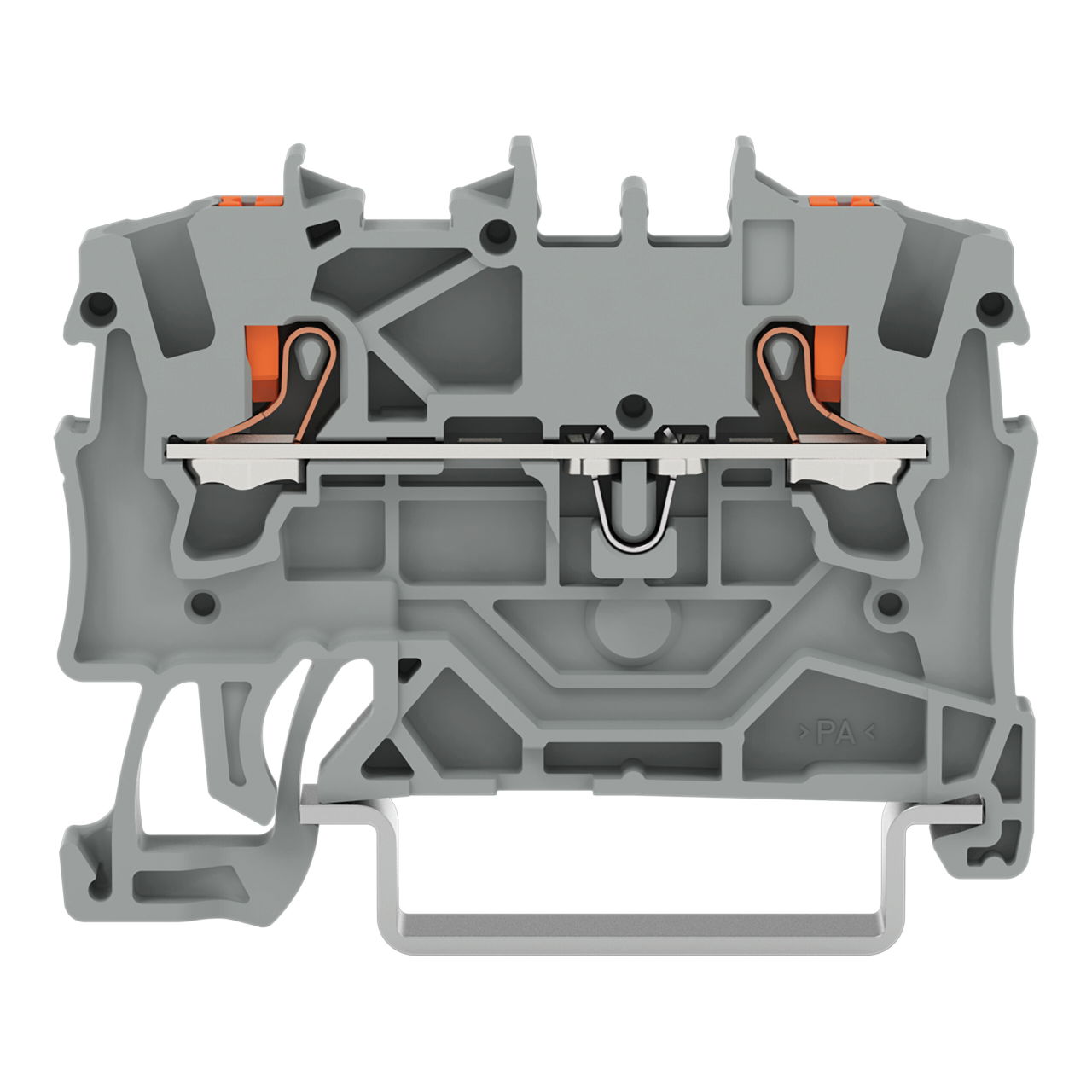 2-conductor through terminal block with push-button 1.5 mm² gray