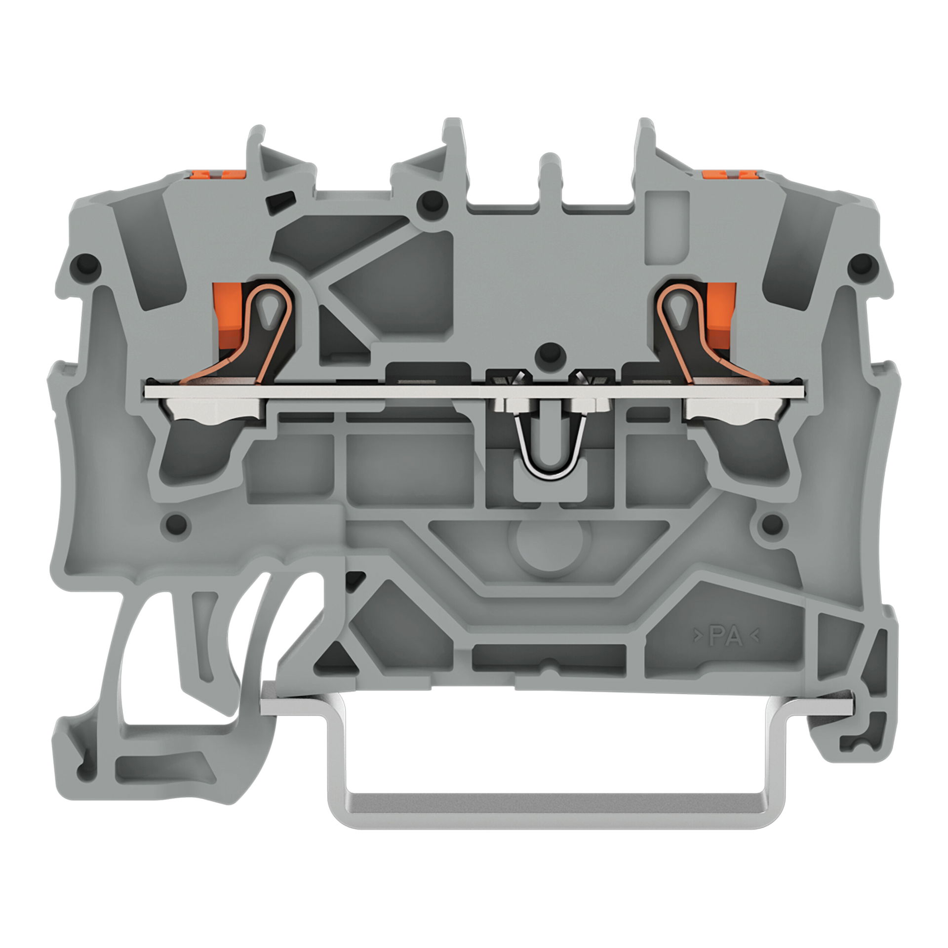 2-conductor through terminal block with push-button 1.5 mm² gray