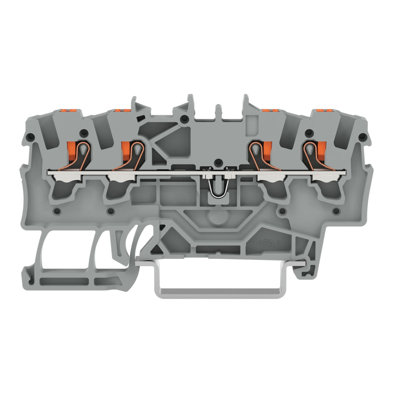 4-conductor through terminal block with push-button 1.5 mm² gray