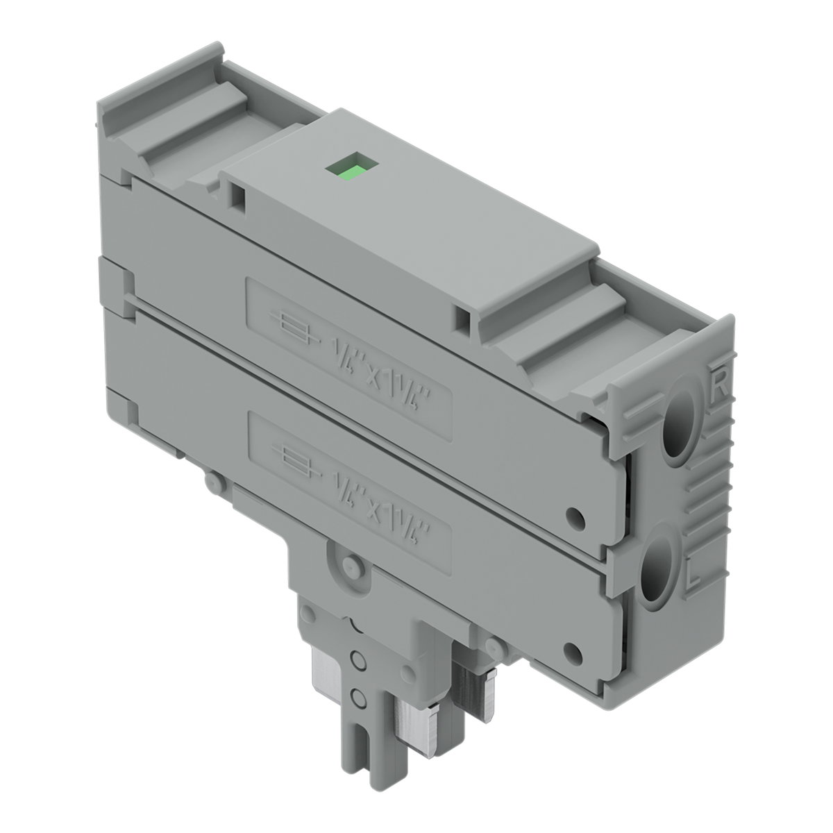 Double fuse plug for glass cartridge fuse ¼" x 1¼" without blown fuse indication gray
