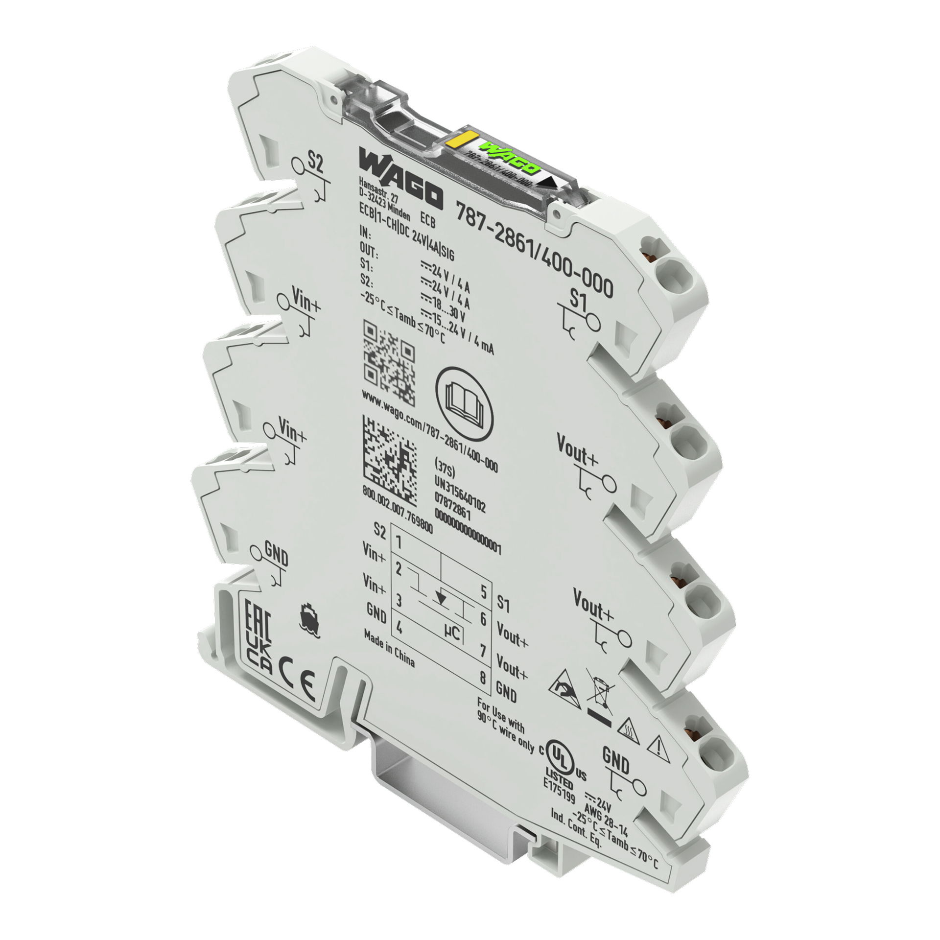 Electronic circuit breaker 1-channel 24 VDC input voltage