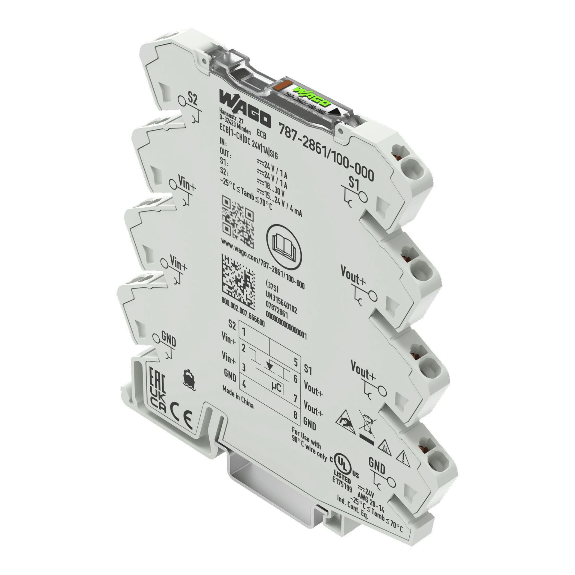 Electronic circuit breaker 1-channel 24 VDC input voltage