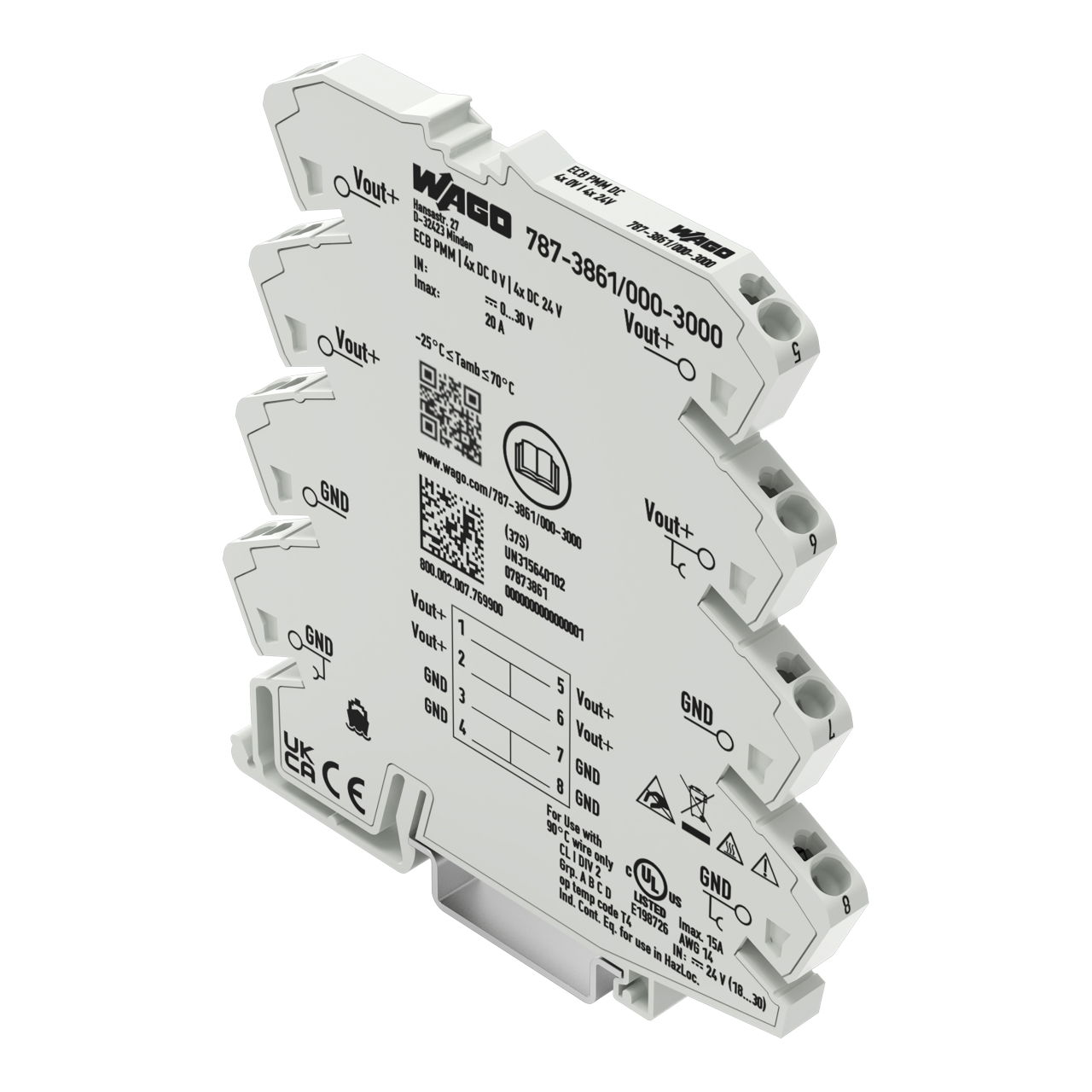 Potential distribution module 2 potentials with 4 clamping points each (0V / 24V)