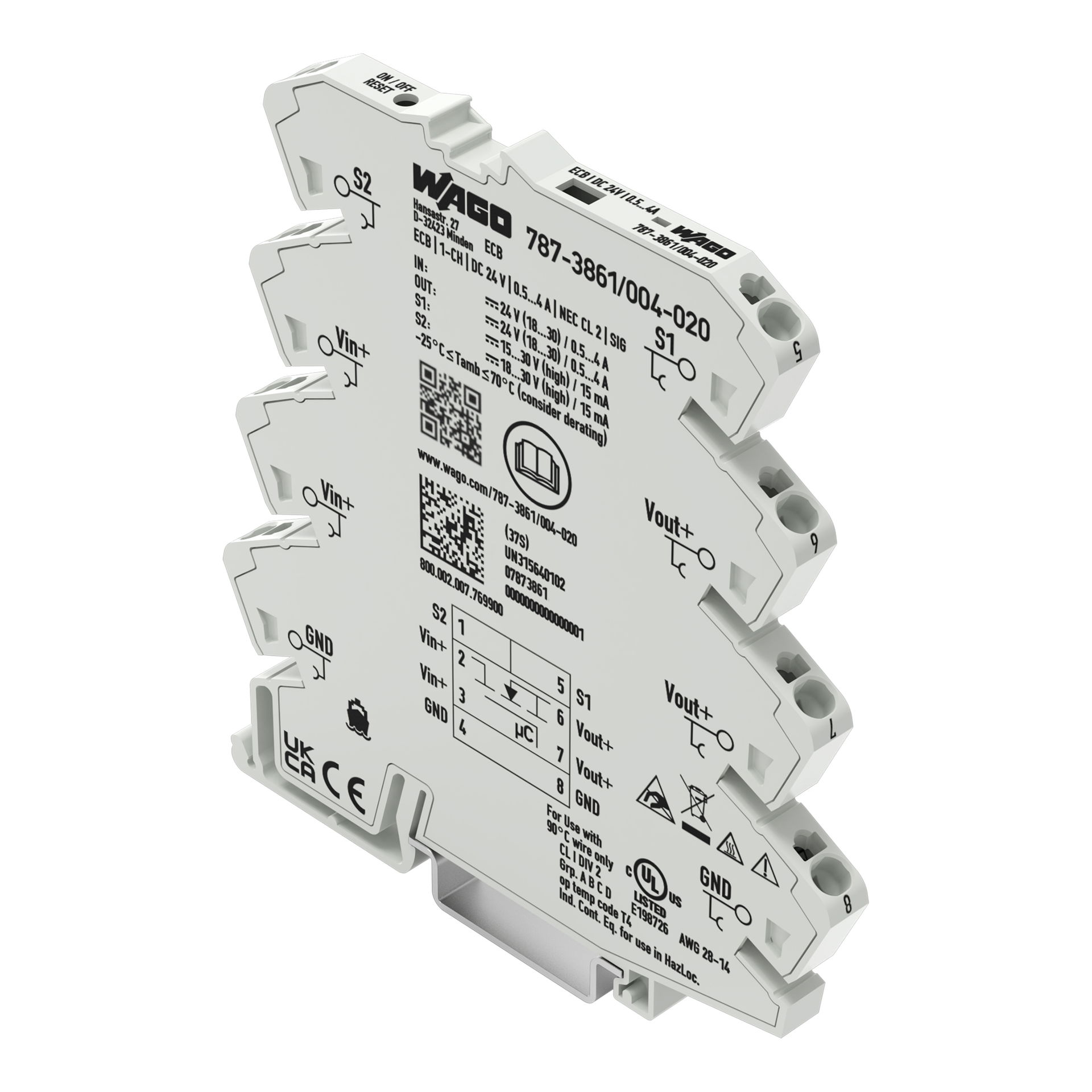 Electronic circuit breaker 1-channel 24 VDC input voltage