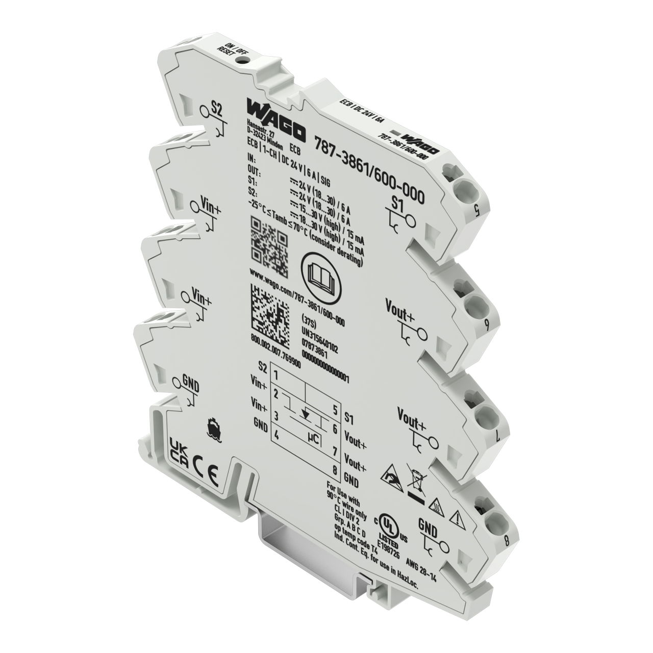 Electronic circuit breaker 1-channel 24 VDC input voltage