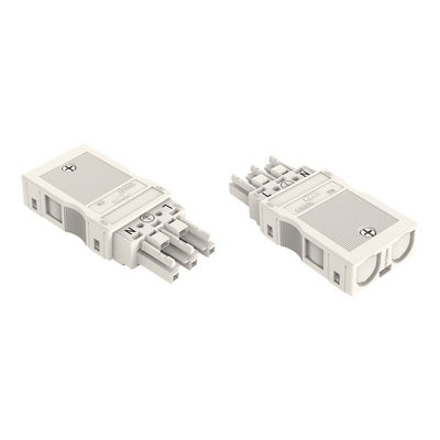 Socket with strain relief housing 3-pole white
