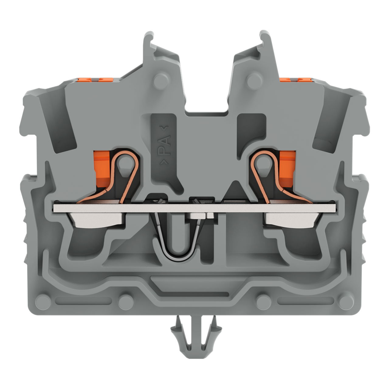 2-conductor miniature through terminal block with push-button 1 mm² gray