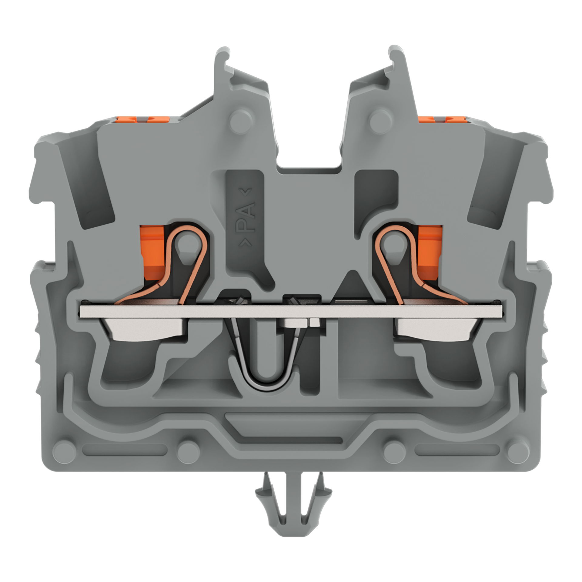 2-conductor miniature through terminal block with push-button 1 mm² gray