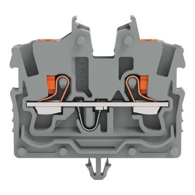 2-conductor miniature through terminal block with push-button 1 mm² gray