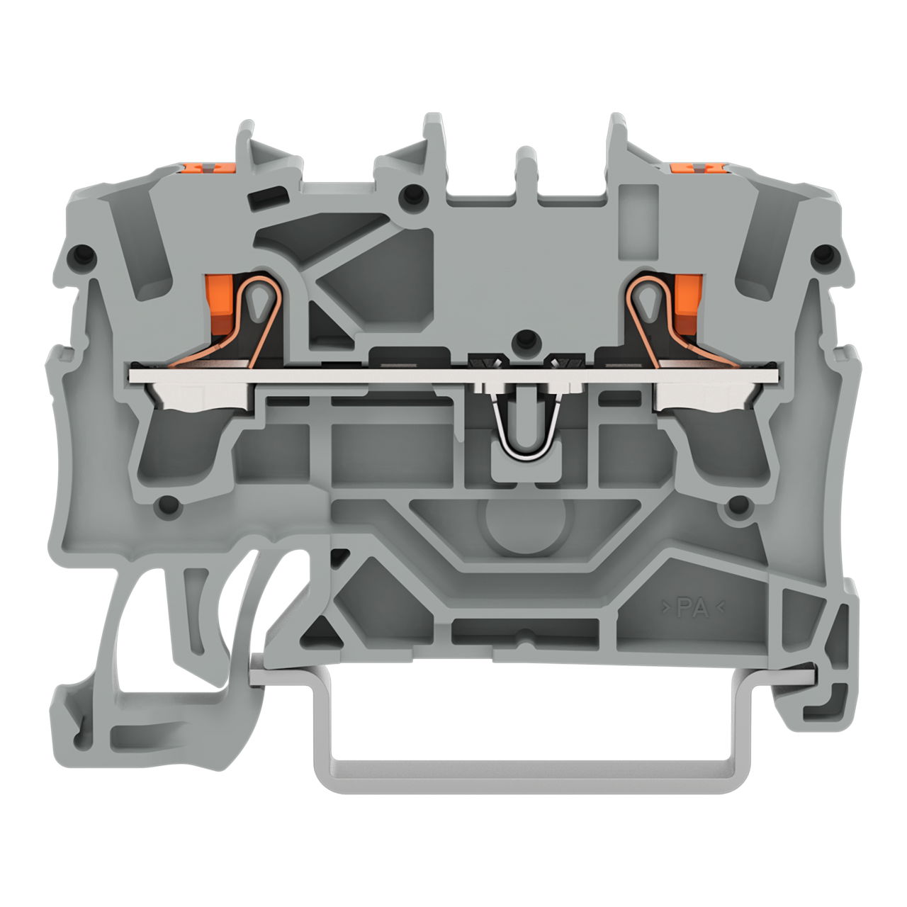2-conductor through terminal block with push-button 2.5 mm² gray