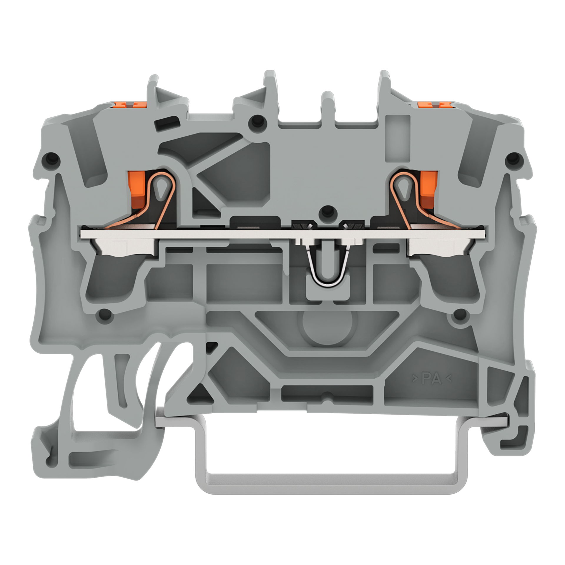 2-conductor through terminal block with push-button 2.5 mm² gray