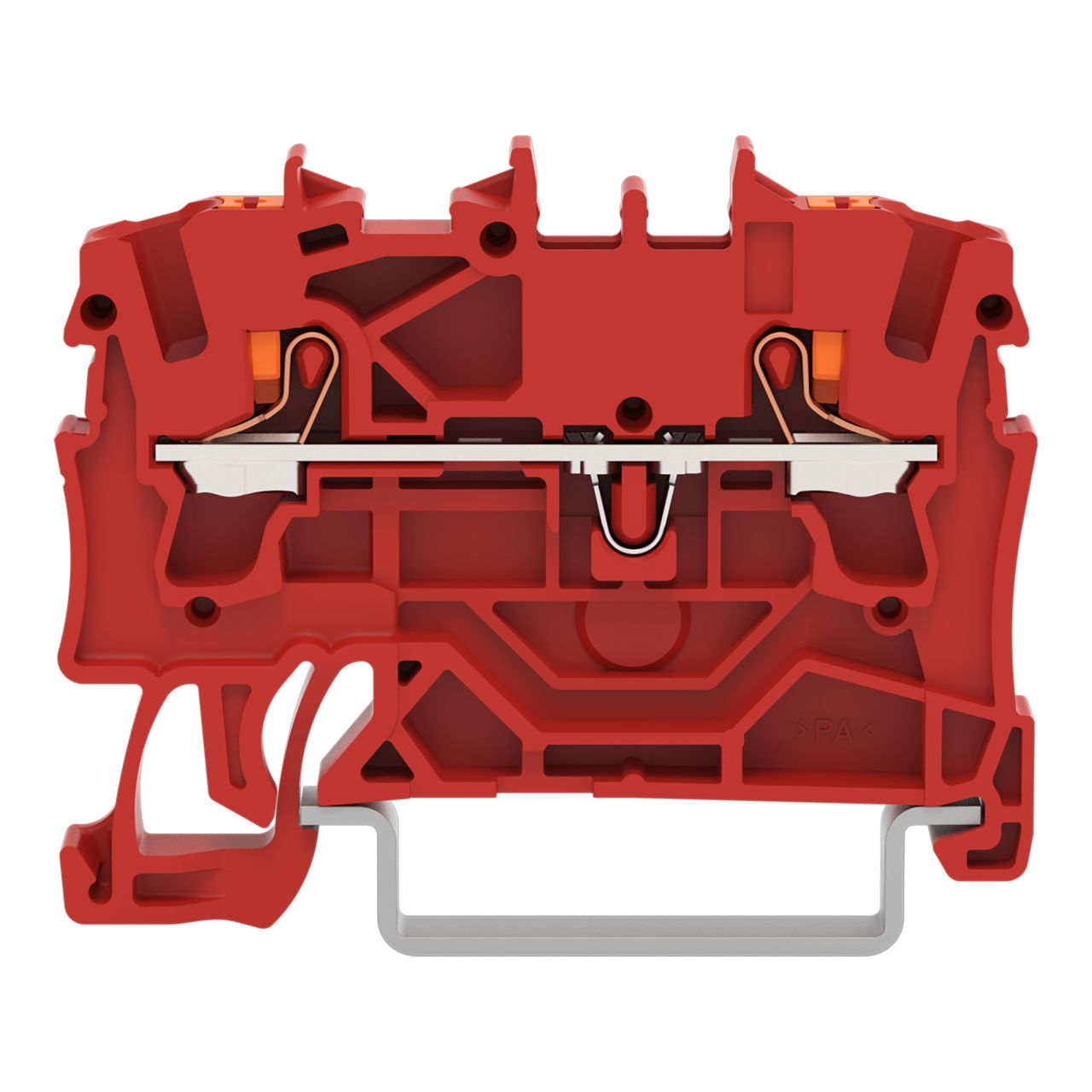 2-conductor through terminal block with push-button 2.5 mm² red