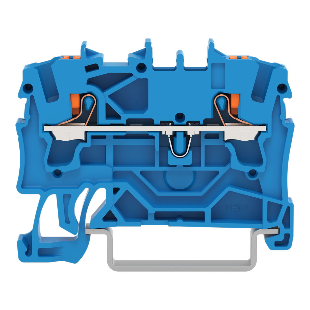 2-conductor through terminal block with push-button 2.5 mm² blue