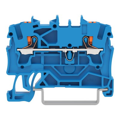 2-conductor through terminal block with push-button 2.5 mm² blue