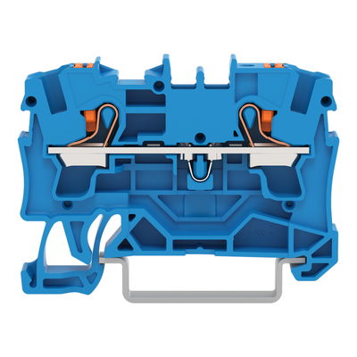 2-conductor through terminal block with push-button 4 mm² blue