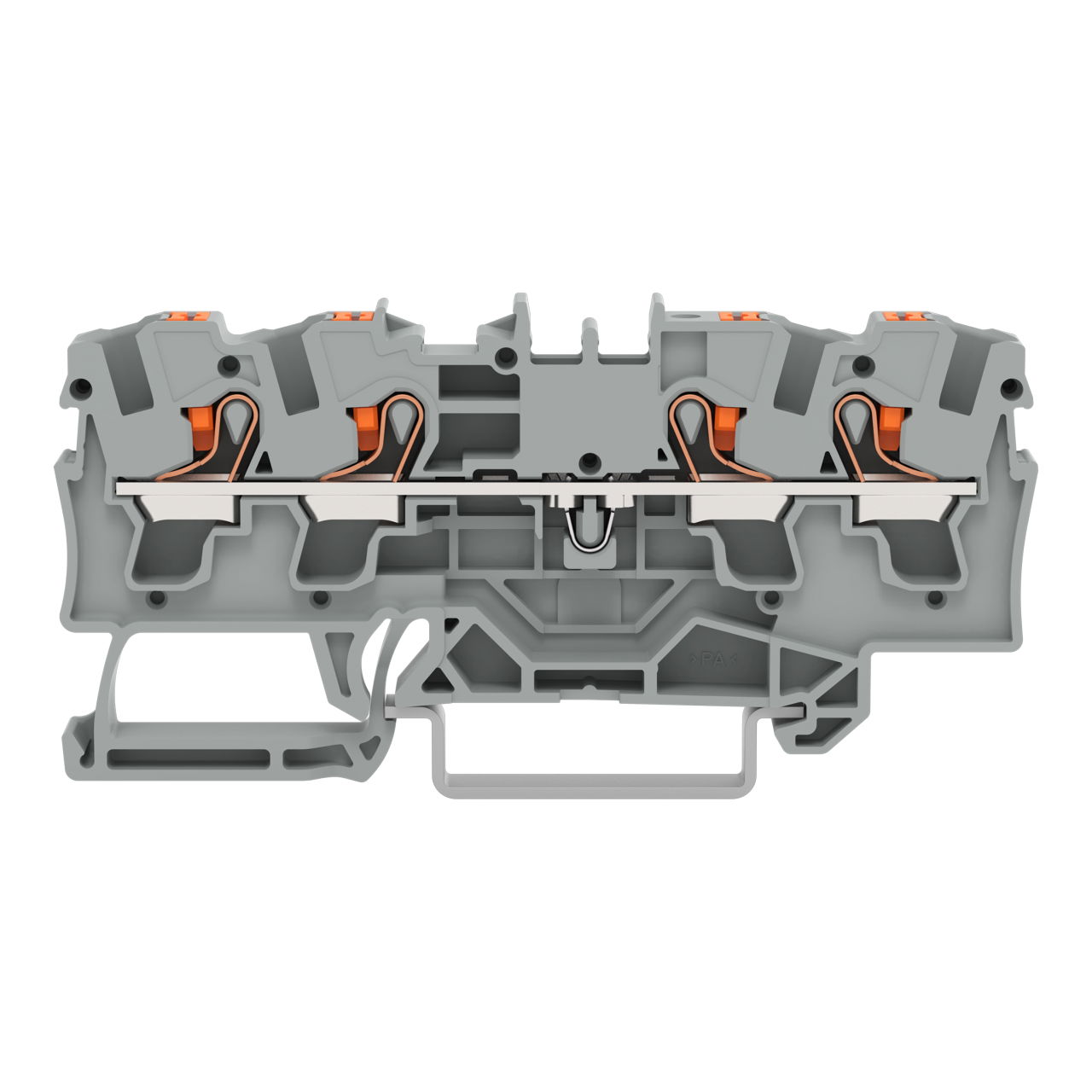4-conductor through terminal block with push-button 4 mm² gray