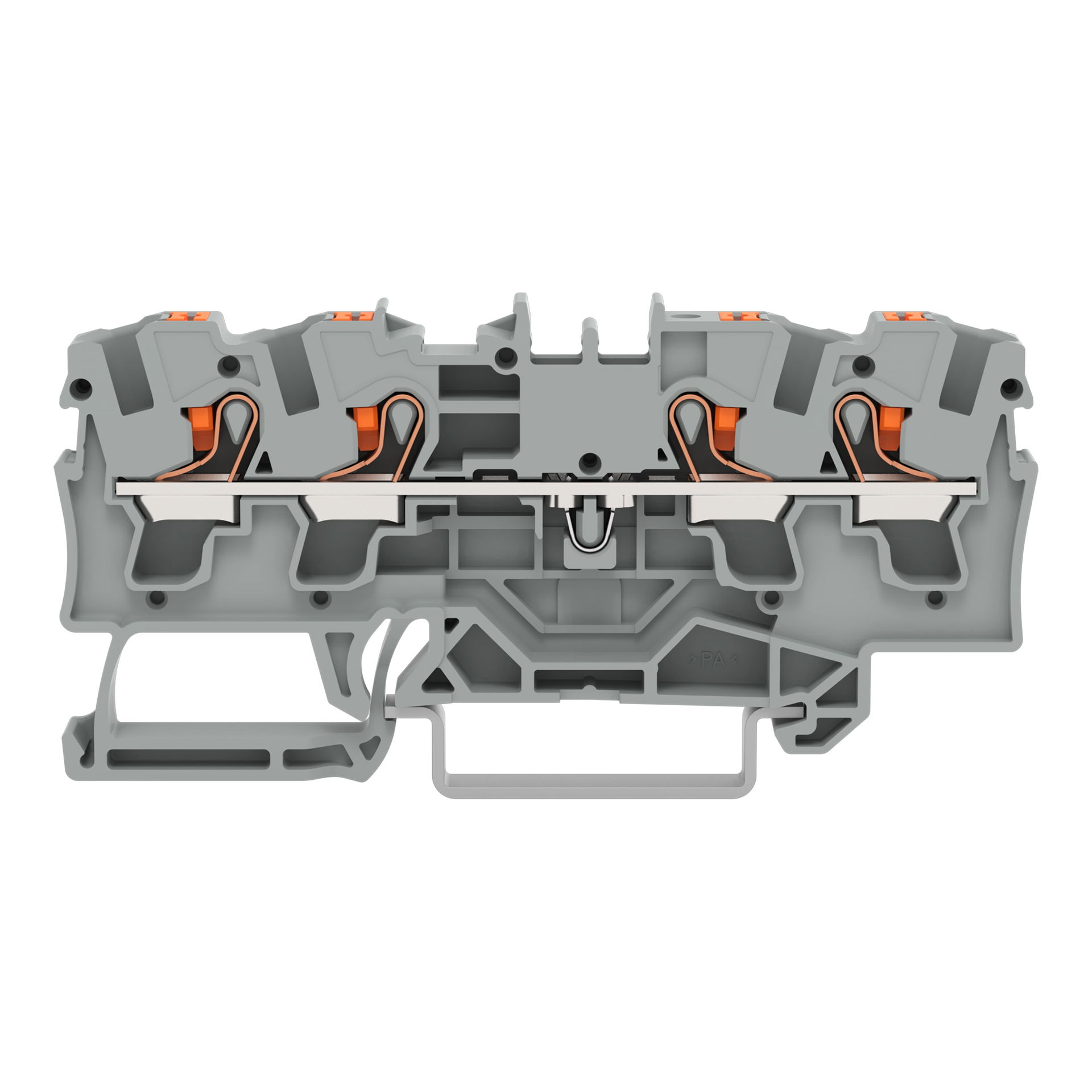 4-conductor through terminal block with push-button 4 mm² gray