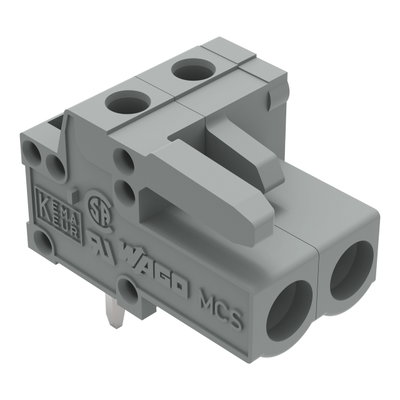 THT female header angled Pin spacing 5 mm gray