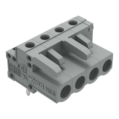 THT female header angled Pin spacing 5 mm gray