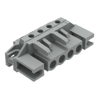 THT female header angled Pin spacing 5 mm gray