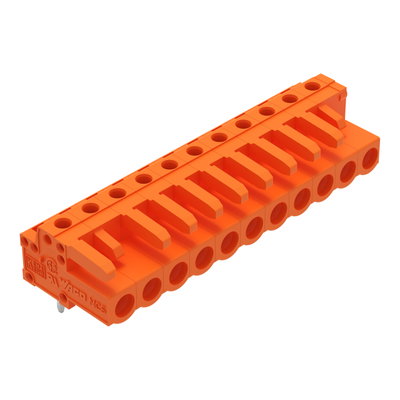 THT female header angled Pin spacing 5.08 mm orange