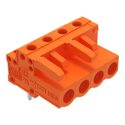 THT female header angled Pin spacing 5.08 mm orange