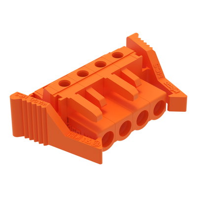THT female header angled Pin spacing 5.08 mm orange