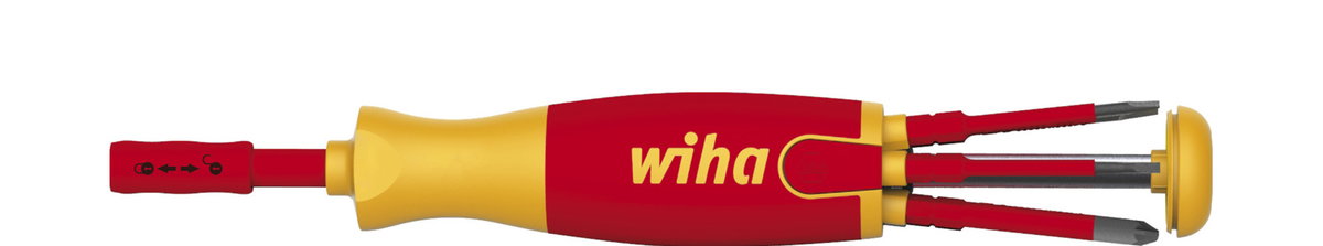 Wiha Screwdriver with bit magazine LiftUp electric Pozidriv, PlusMinus/Pozidriv, slotted with 6 slimBits (41234)