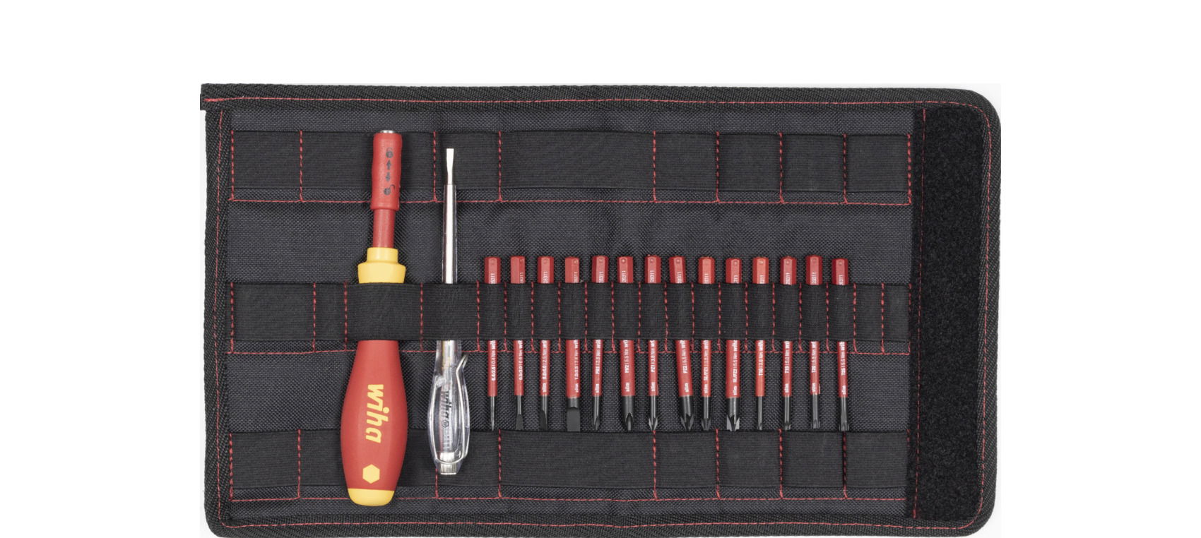 Wiha Screwdriver with bit holder SoftFinish® electric slimVario Mixed, 17-pcs. incl. folding bag (36068)