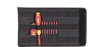 Wiha Screwdriver and bit set slimVario® screwdriver Slotted, Pozidriv, PlusMinus/Pozidriv, 10-pcs. incl. folding bag (41233)