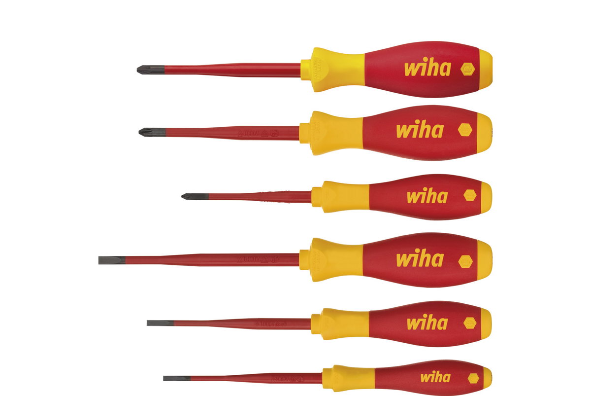 Wiha Screwdriver set SoftFinish® electric slimFix Slotted, Phillips, PlusMinus/Pozidriv 6-pcs. (38362)