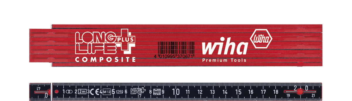 Wiha Folding ruler LongLife Plus Composite 2 m metric, 10 segments 15 mm (37067)