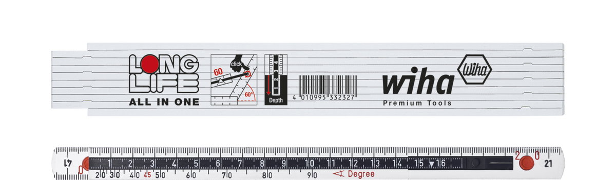 Wiha Folding ruler Longlife All in One 2 m metric, 10 segments 15 mm (33232)