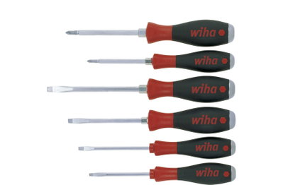 Wiha Screwdriver set SoftFinish® Slotted, Phillips hexagonal blade and solid steel cap, 6-pcs. (21250)