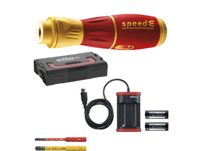 Wiha E-screwdriver, speedE® II electric 7 pcs with slimBits, batteries and USB charger in L Boxx Mini (44318)