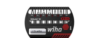 Wiha BitBuddy® TY bit set, 29 mm Phillips, Pozidriv, TORX®, 8-pcs., 1/4" C6,3 (42137)