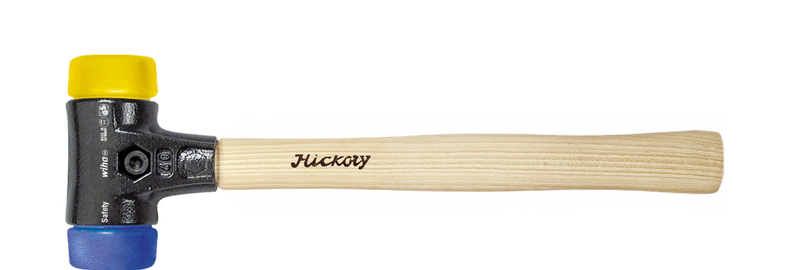Wiha Soft-faced hammer"Safety" medium soft/hard with hickory wooden handle, round hammer face 30, 290 mm (26653)