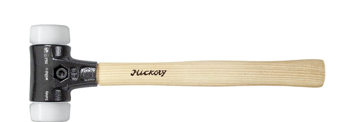 Wiha Soft-faced hammer"Safety" medium soft/very hard with hickory wooden handle, round hammer face 30, 290 mm (26644)