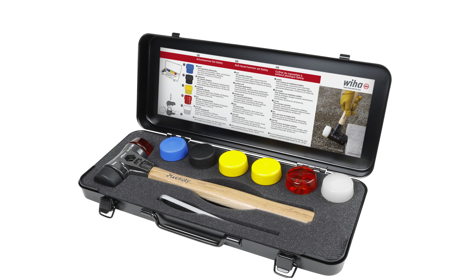 Wiha Soft-faced hammer set"Safety" with assorted hammer faces, 9-pcs. incl. box (44008)
