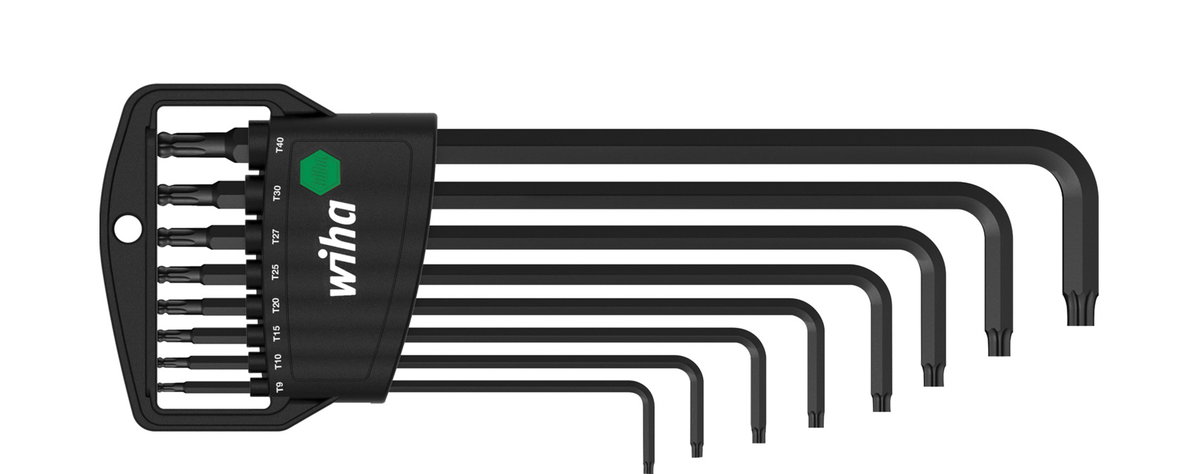 Wiha L-key set in Classic holder TORX® ball end, 8-pcs., black oxidised (32394)