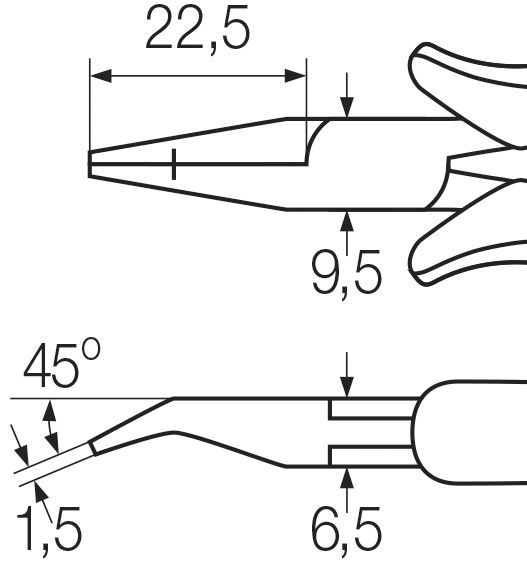 Wiha Professional ESD needle nose pliers curved form, approx. 45° 120 mm, 4 3/4" (26802) – Image 3 of 3