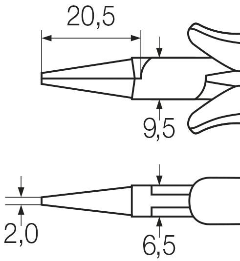 Wiha Professional ESD round-nose pliers Short, rounded jaws 120 mm, 4 3/4" (26804) – Image 3 of 3
