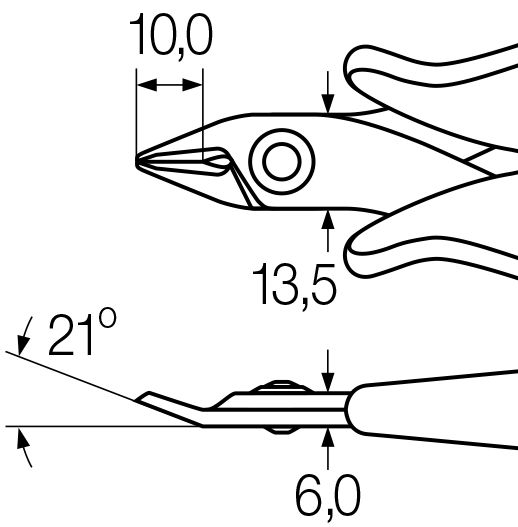 Wiha Electronic diagonal cutters wide, pointed head with small bevelled edge 135 mm, 5 1/3" (26815) – Image 4 of 4