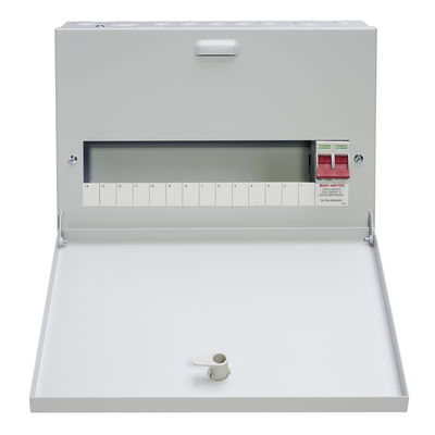 14-Way 100A Surface 1P+N Distribution Board c/w Switch Disconnector