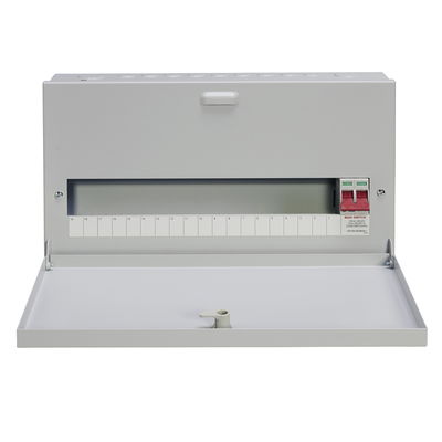19-Way 100A Surface 1P+N Distribution Board c/w Switch Disconnector