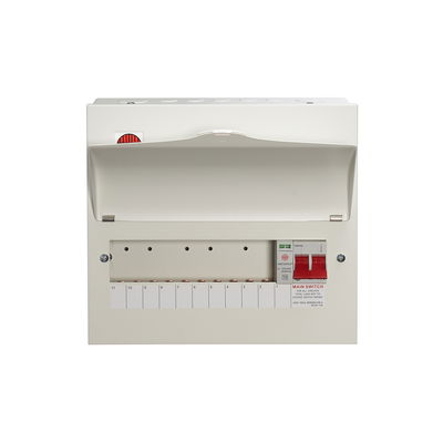 10 Way Consumer Unit Main Switch 100A, Fixed Configuration, with SPD