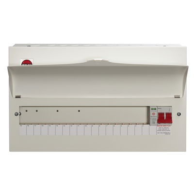 18 Way Consumer Unit Main Switch 100A, Fixed Configuration, with SPD