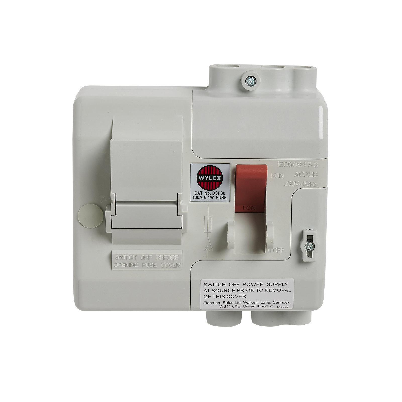 100A DP, Insulated Enclosed, Domestic Switch Fuse with 80A Fuse Fitted
